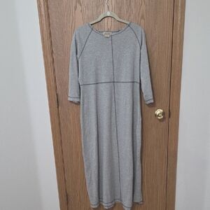 St. John's Bay Gray 3/4 Sleeve Maxi Dress with Contrast Stitching